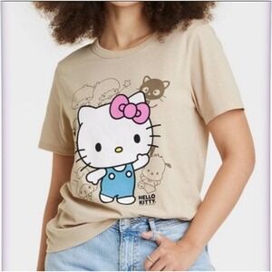 Sanrio Hello Kitty and Friends Graphic T-Shirt Womens XL Beige Short Sleeve Tee